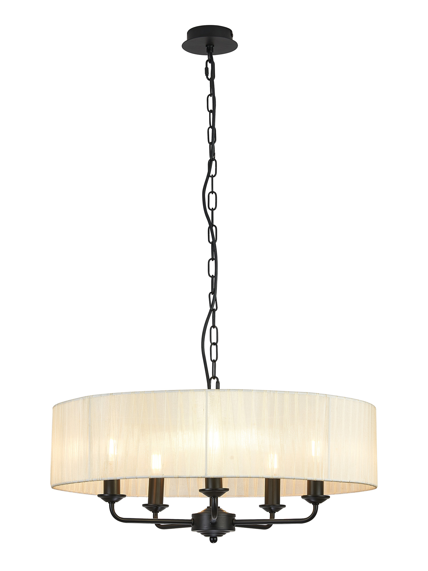 DK1026  Banyan 60cm 3 Light Pendant Matt Black, Cream